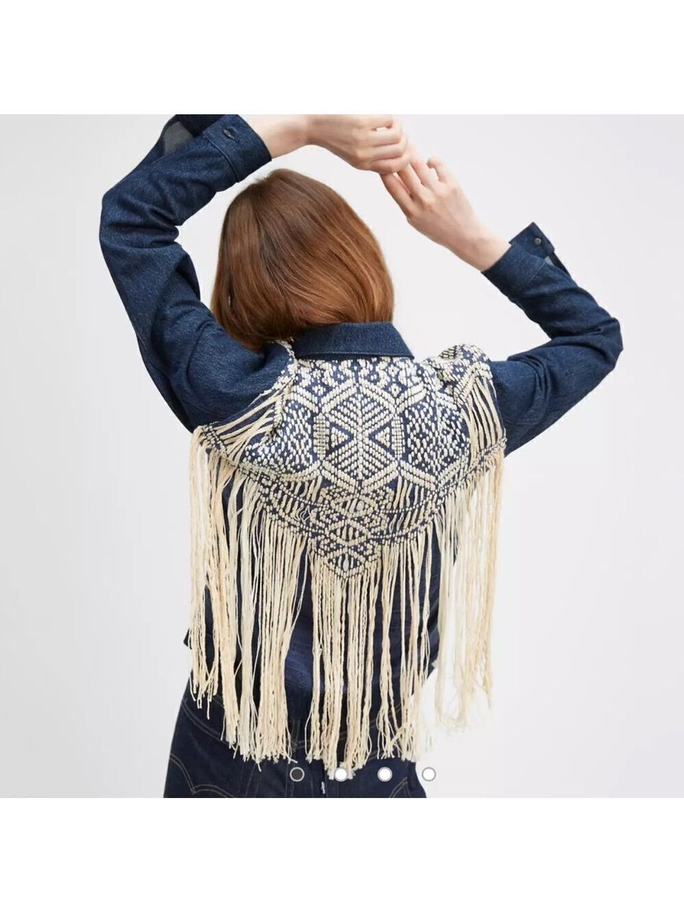 NEW Levi’s French Fringe Denim Trucker Jacket Small